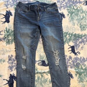 Maurices Dark Blue Distressed Skinny Jeans